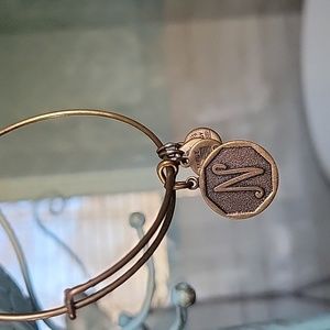 Alex and Ani brass charm bangle, letter N